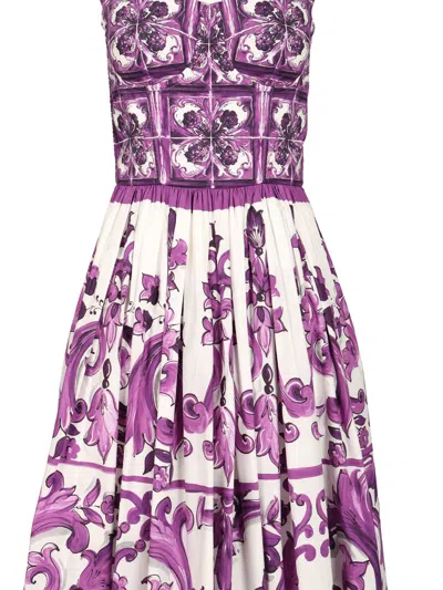 Dolce & Gabbana Dress With Maiolica Print Dresses Violet In Purple