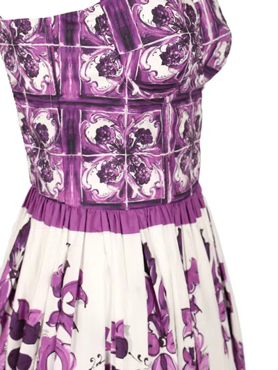 Dolce & Gabbana Dress With Maiolica Print Dresses Violet In Purple