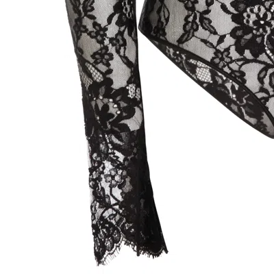 Valentino Floral Lace Long Sleeve Jumpsuit In Black