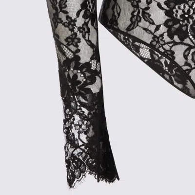 Valentino Floral Lace Long Sleeve Jumpsuit In Blue
