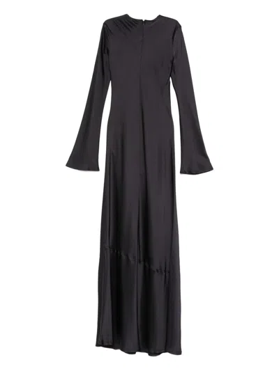 Semicouture Maxi Dress With Flared Cuffs And Sleeves In Black