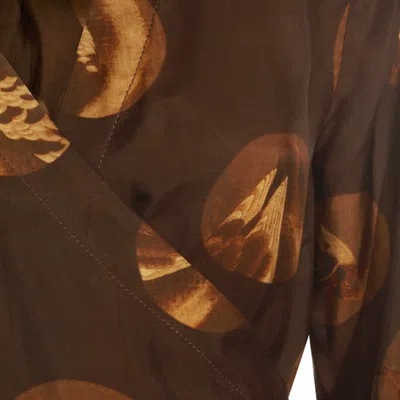 Uma Wang Abstract Pattern Dress Belted Waist In Brown