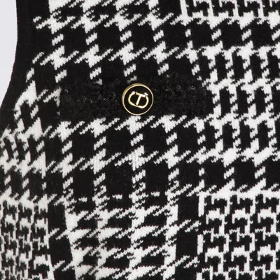 Twinset Black And White Viscose Dress In Black