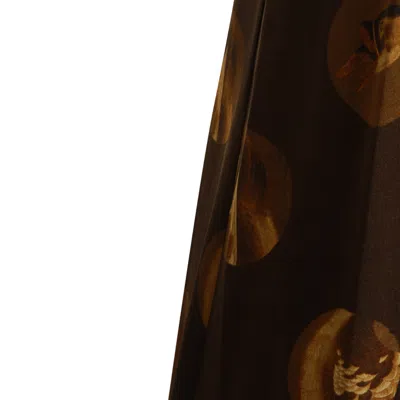 Uma Wang Abstract Print Slip Dress With Spaghetti Straps In Brown