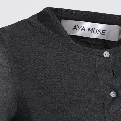 Aya Muse Dark Grey Silk Mini Dress In Gray