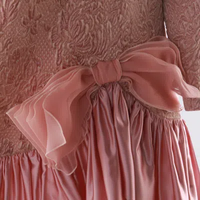 Valentino Long Sleeve Dress Ruffled Hem In Pink