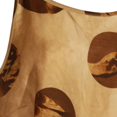 Uma Wang Anaya Brown Sleeveless Dress With Round Neck And All-over Motif In Viscose Blend Woman In Multi