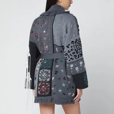 Alanui Cardigan Midnight In Manhattan In Jacquard Knit In Gray