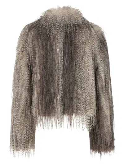 Giuseppe Di Morabito Eco Long Hair Fur Gray In Animal Print