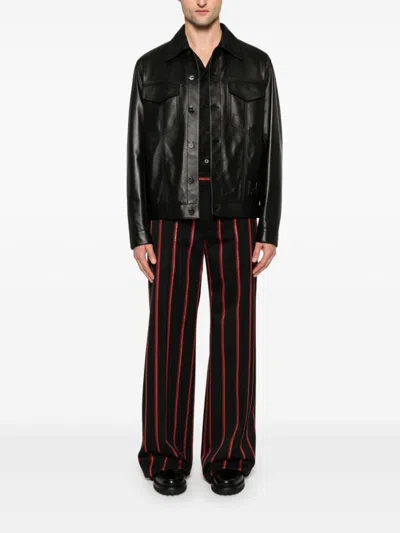 Fendi Embossed Ff Patch Nappa Leather Blouson Jacket Clothing In Black