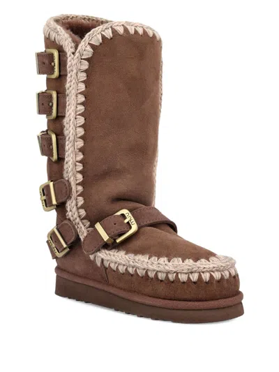 Mou Eskimo 40 Buckle Straps Boots In Animal Print