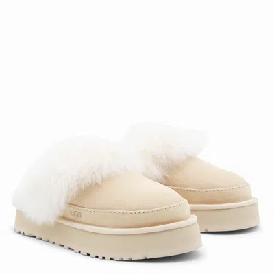 Ugg Beige Leather Disquette Chalet Flats In Multi