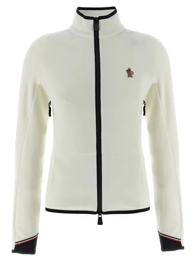 Moncler Fleece Sweatshirt With Zip And Pockets In White
