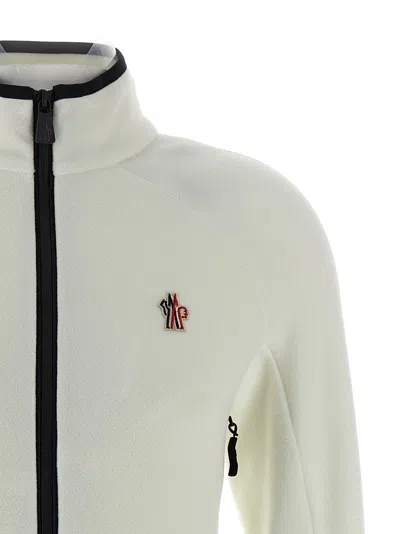 Moncler Fleece Sweatshirt With Zip And Pockets In White