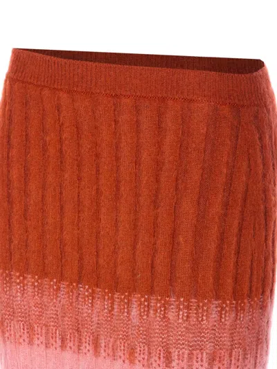 Fendi Gradient Mohair And Wool High-waisted Midi Skirt Clothing In Multi