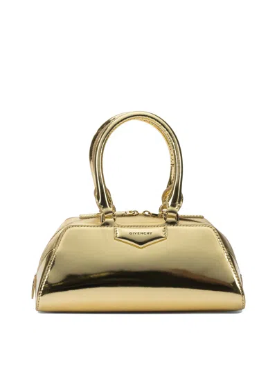Givenchy Antigona East-west Mini Bag In Laminated Leather In Gold