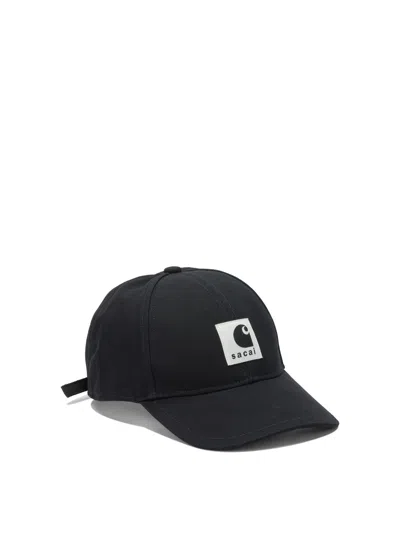 Sacai Black Baseball Cap With Logo Patch In Black