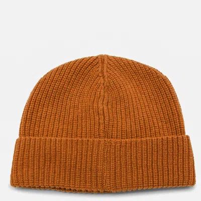 Seven Gauge Camel Wool Beanie In Brown