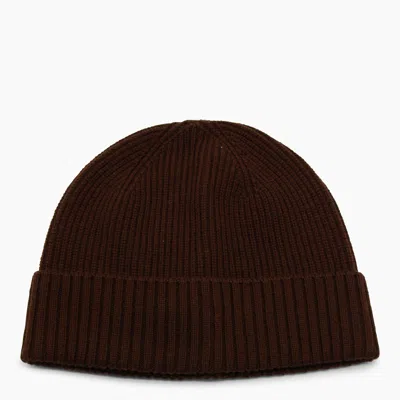 Seven Gauge Brown Wool Beanie In Brown