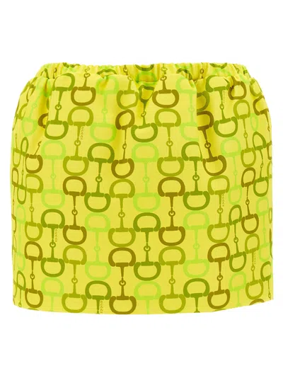 Gucci Horsebit Print Skirt Skirts Yellow In Animal Print