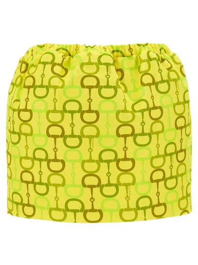 Gucci Horsebit Print Skirt Skirts Yellow In Animal Print