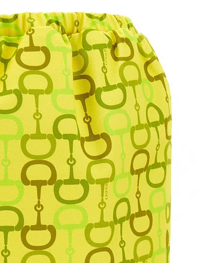 Gucci Horsebit Print Skirt Skirts Yellow In Animal Print