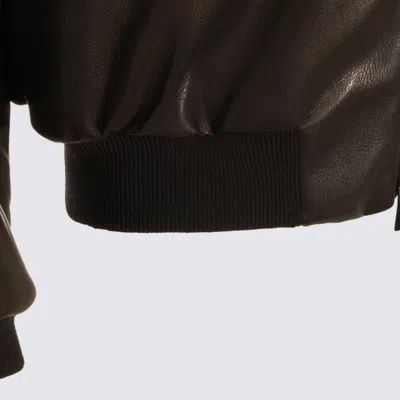 Fear Of God Hooded Leather Jacket With Ribbed Cuffs And Hem In Brown