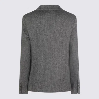 Antonelli Herringbone-button Jacket In Gray