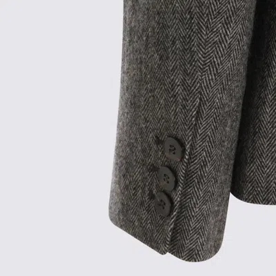 Antonelli Herringbone-button Jacket In Gray