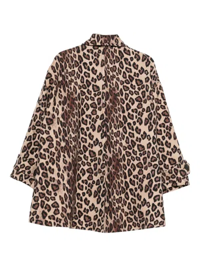 Alberto Biani Animal-print Peacoat In Multi