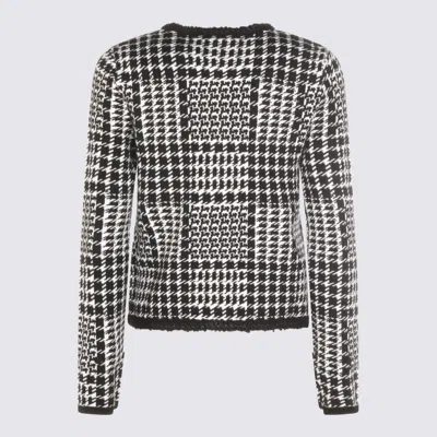 Twinset Houndstooth Pattern Jacket With Faux Fur Accents In Black