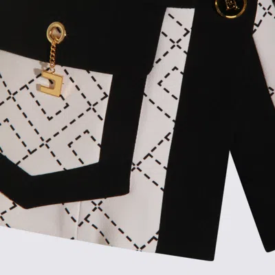 Elisabetta Franchi Geometric-pattern Button Double-crepe Jacket In White