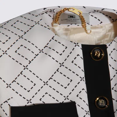 Elisabetta Franchi Geometric-pattern Button Double-crepe Jacket In White