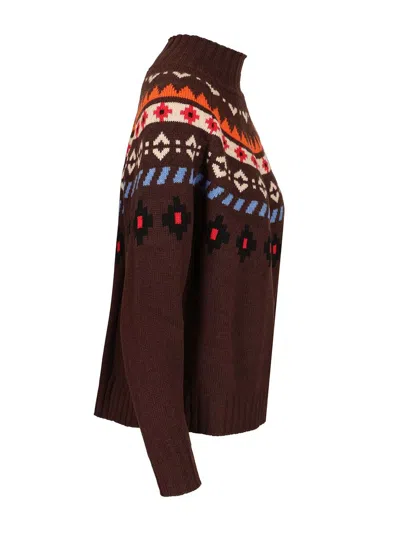 Weekend Max Mara Jacquard Wool Sweater Knitwear Brown In Brown