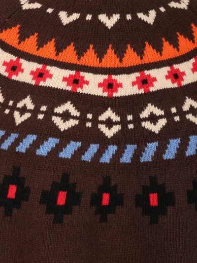 Weekend Max Mara Jacquard Wool Sweater Knitwear Brown In Brown