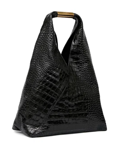 Mm6 Maison Margiela Japanese Medium Leather Handbag In Black