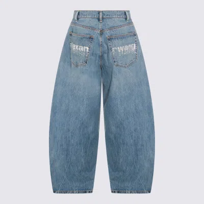 Alexander Wang Crystal-embellished Wide-leg Jeans In Blue