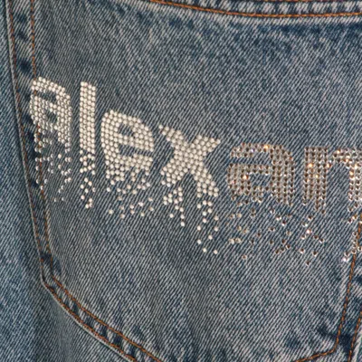 Alexander Wang Crystal-embellished Wide-leg Jeans In Blue