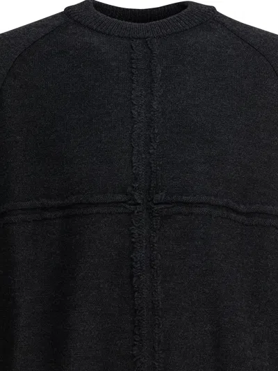 Comme Des Garçons Homme Deux Long Sleeve Textured Knitwear With Ribbed Neckline In Black
