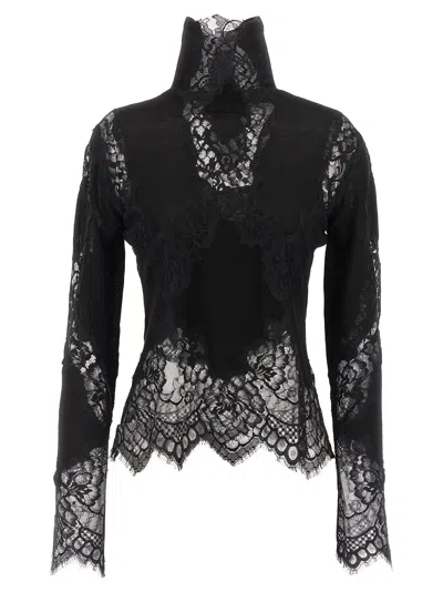 Ermanno Scervino Lace Insert Sweater Sweaters And Cardigans Black In Black