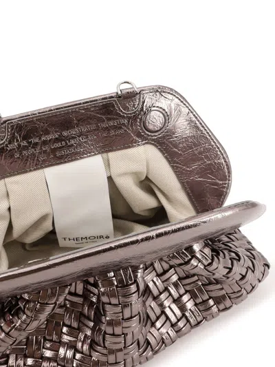 Themoire' Laminated Leather Tia Shoulder Bag With Woven Pattern In Metallic