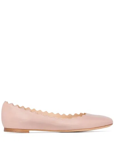Chloé Chloe Lauren Scalloped Leather Ballerina Flat In Purple