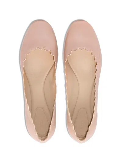 Chloé Chloe Lauren Scalloped Leather Ballerina Flat In Purple