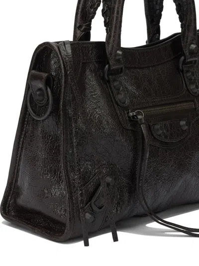 Balenciaga Le City Handbags Brown In Black