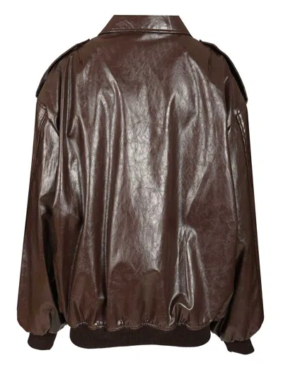 Federica Tosi Leather Jacket Jackets Brown In Multi