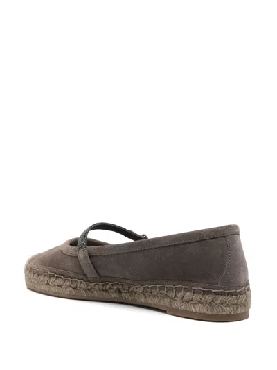Brunello Cucinelli Brown Espadrilles With Monile Detail And Beveled Toe In Brown