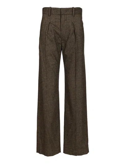 Isabel Marant Straight Pants In Mixed Wool In Brown