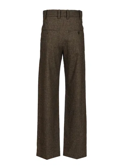 Isabel Marant Straight Pants In Mixed Wool In Brown