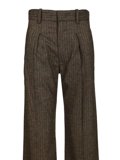 Isabel Marant Straight Pants In Mixed Wool In Brown