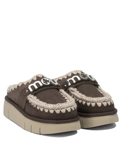 Mou Bounce Clog Slipper-mule In Brown Suede In Brown